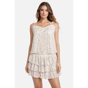 NWT Womens Free the Roses Set Sequin White/Gold Ruffle Tiered Feminine